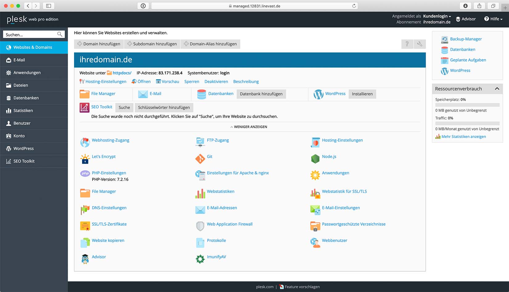 plesk screenshot