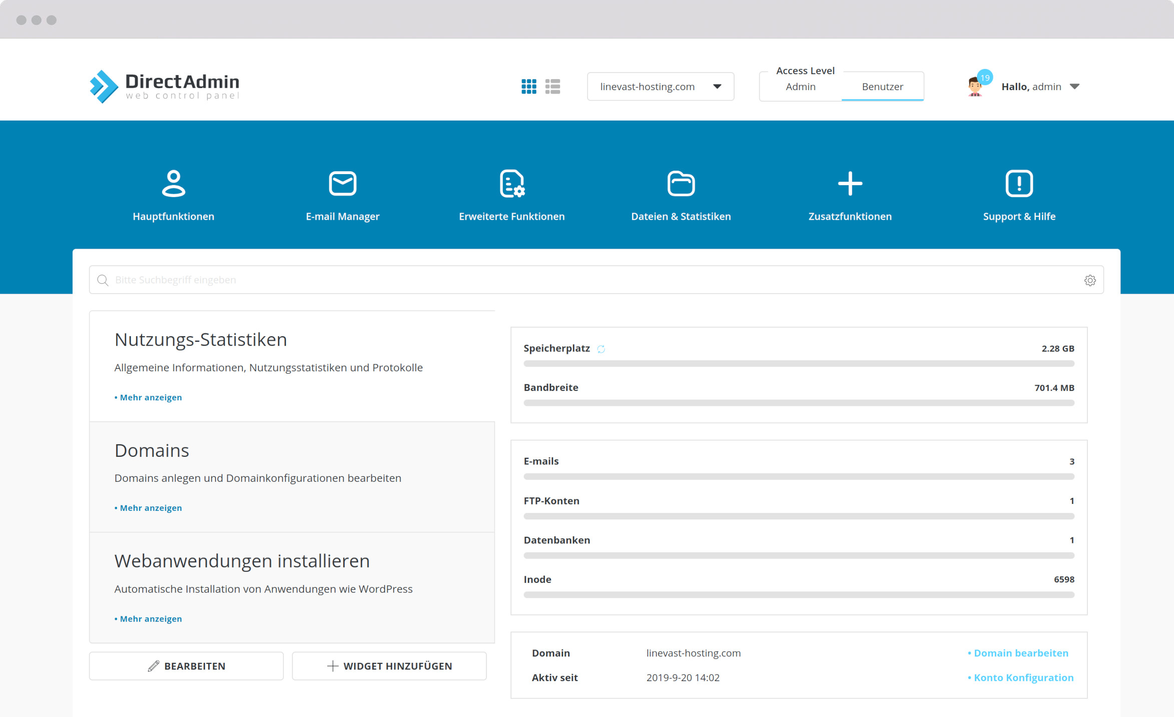 directadmin screenshot