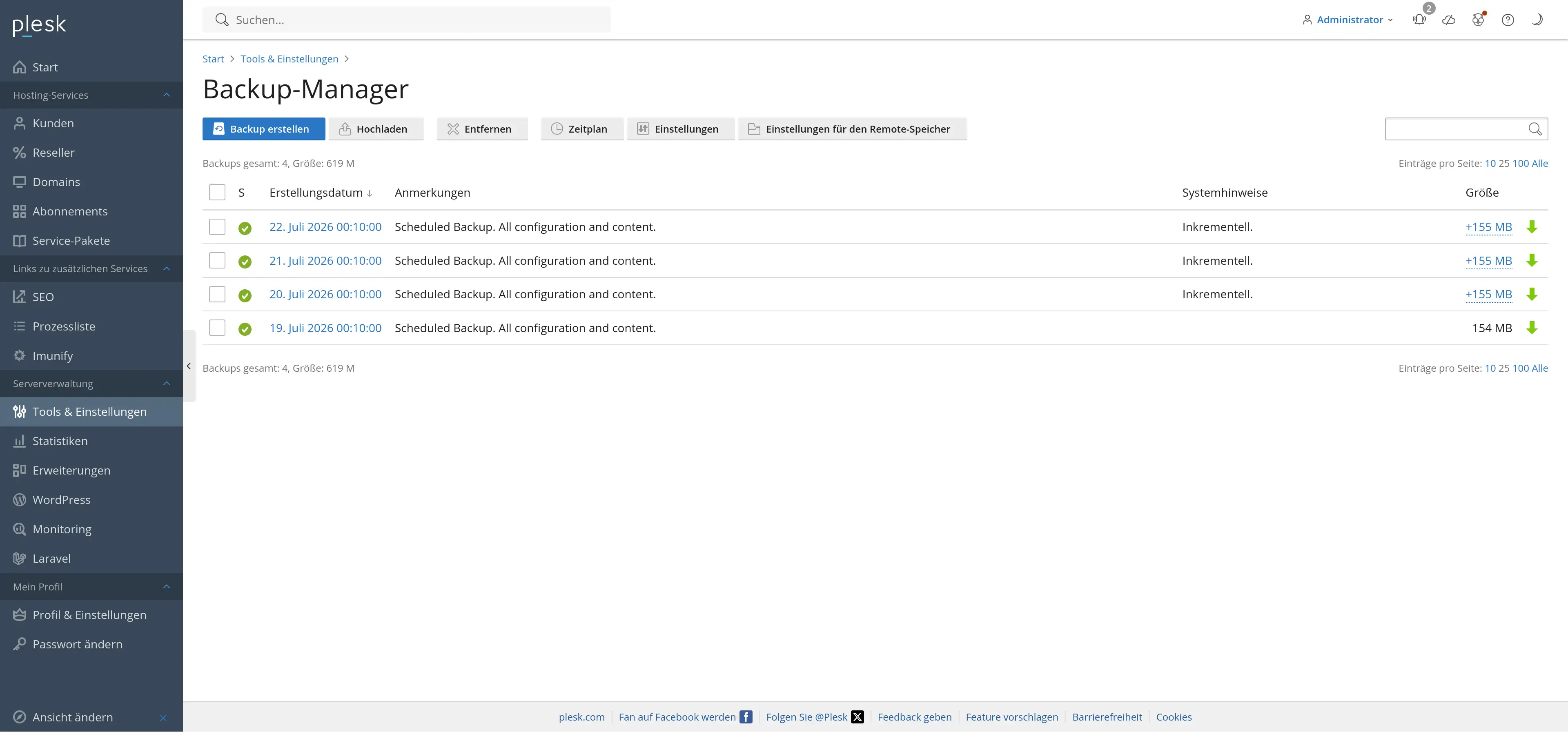 Backup-Manager & Migration